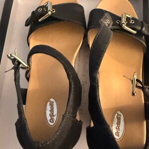 Dr. Scholl's Black Leather Buckle Sandals for Women